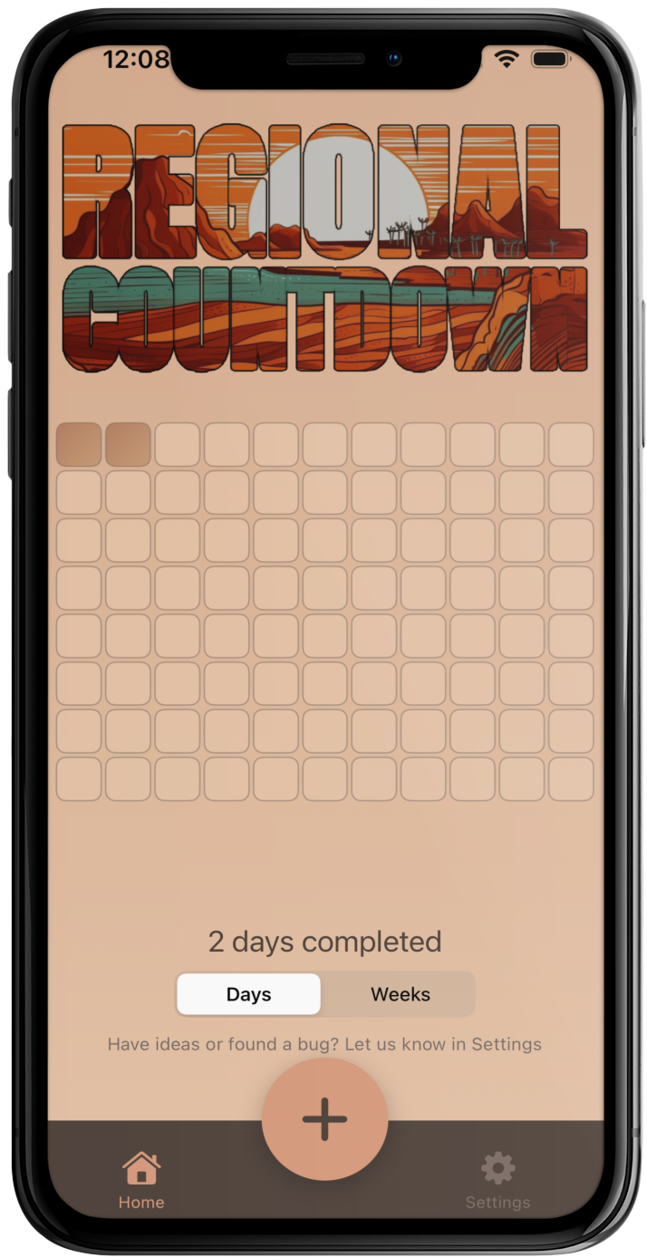 RegionalCountdown app home screen